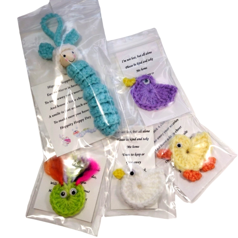 Handcrafted Easter Worry Worm & Fidget Set Of 5- Multicolor